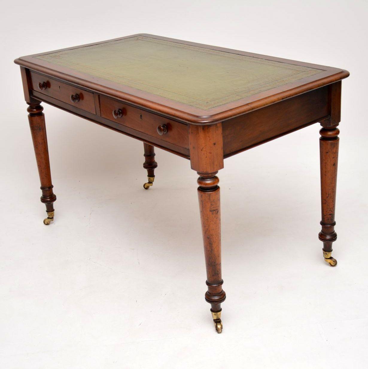 Antique Victorian Mahogany Leather Top Writing Table 2