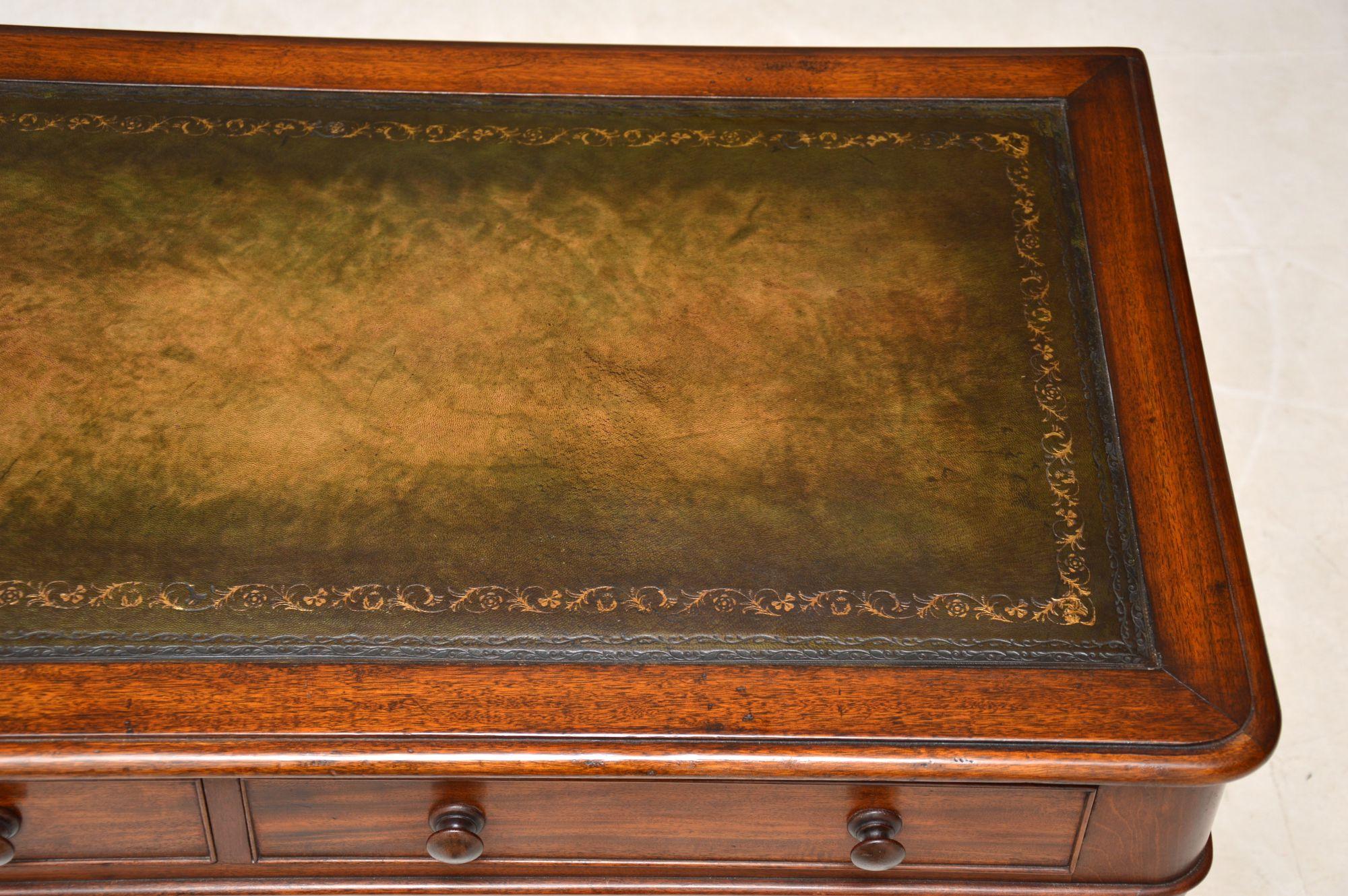 Antique Victorian Mahogany Leather Top Writing Table 2