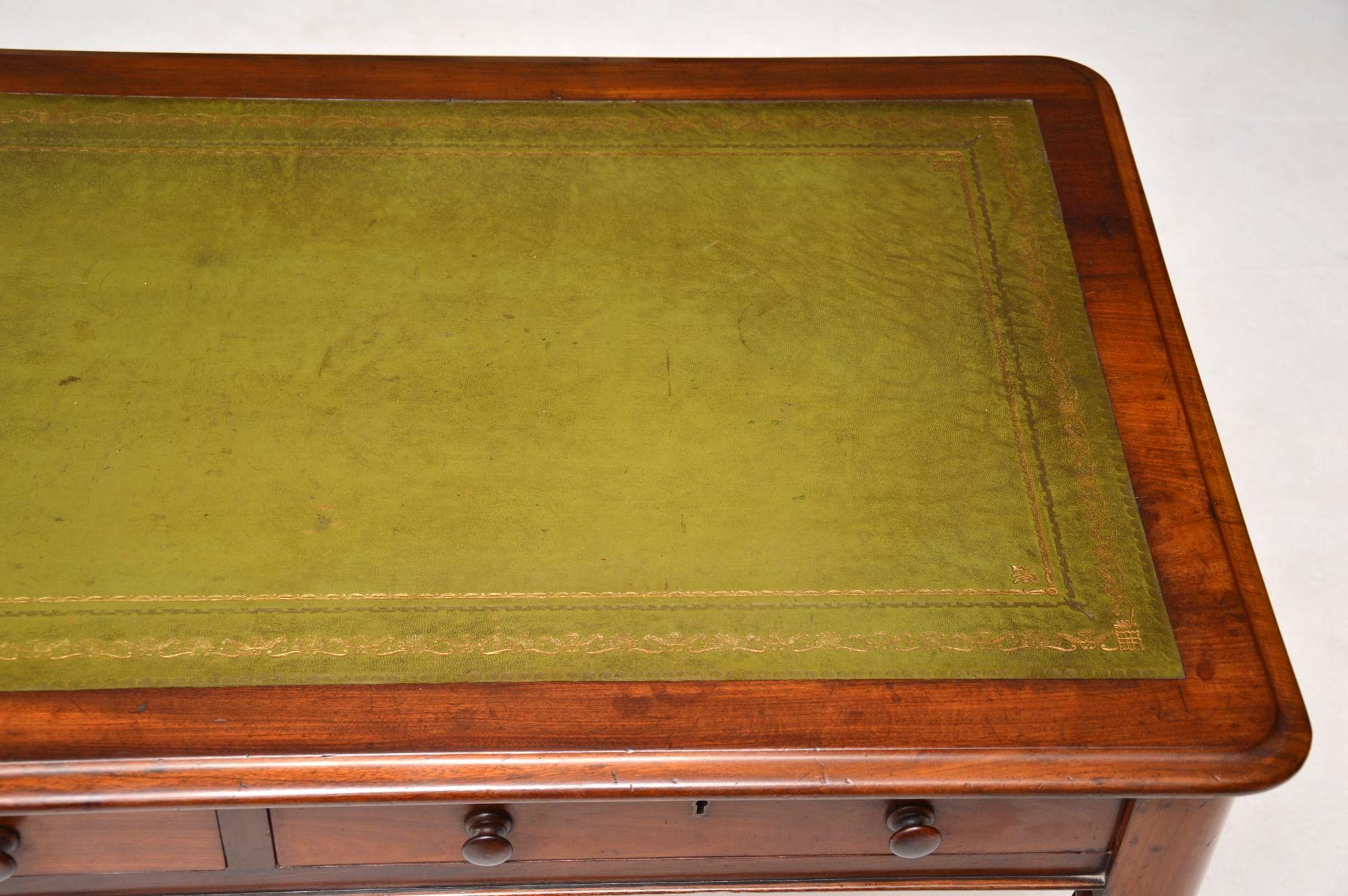 Antique Victorian Mahogany Leather Top Writing Table 3