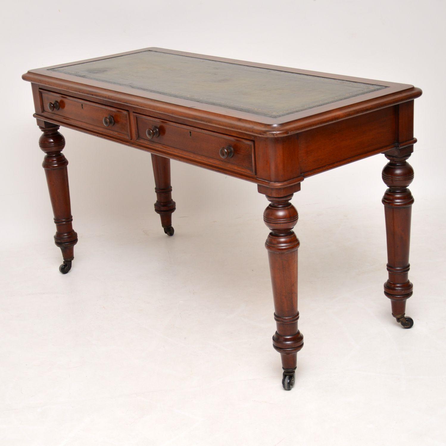 Antique Victorian Mahogany Leather Top Writing Table 2