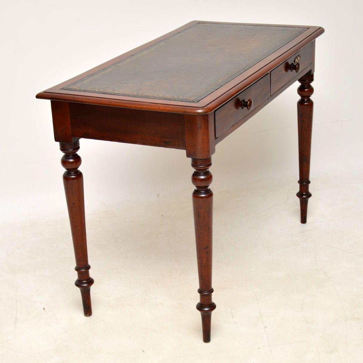Antique Victorian Mahogany Leather Top Writing Table 3
