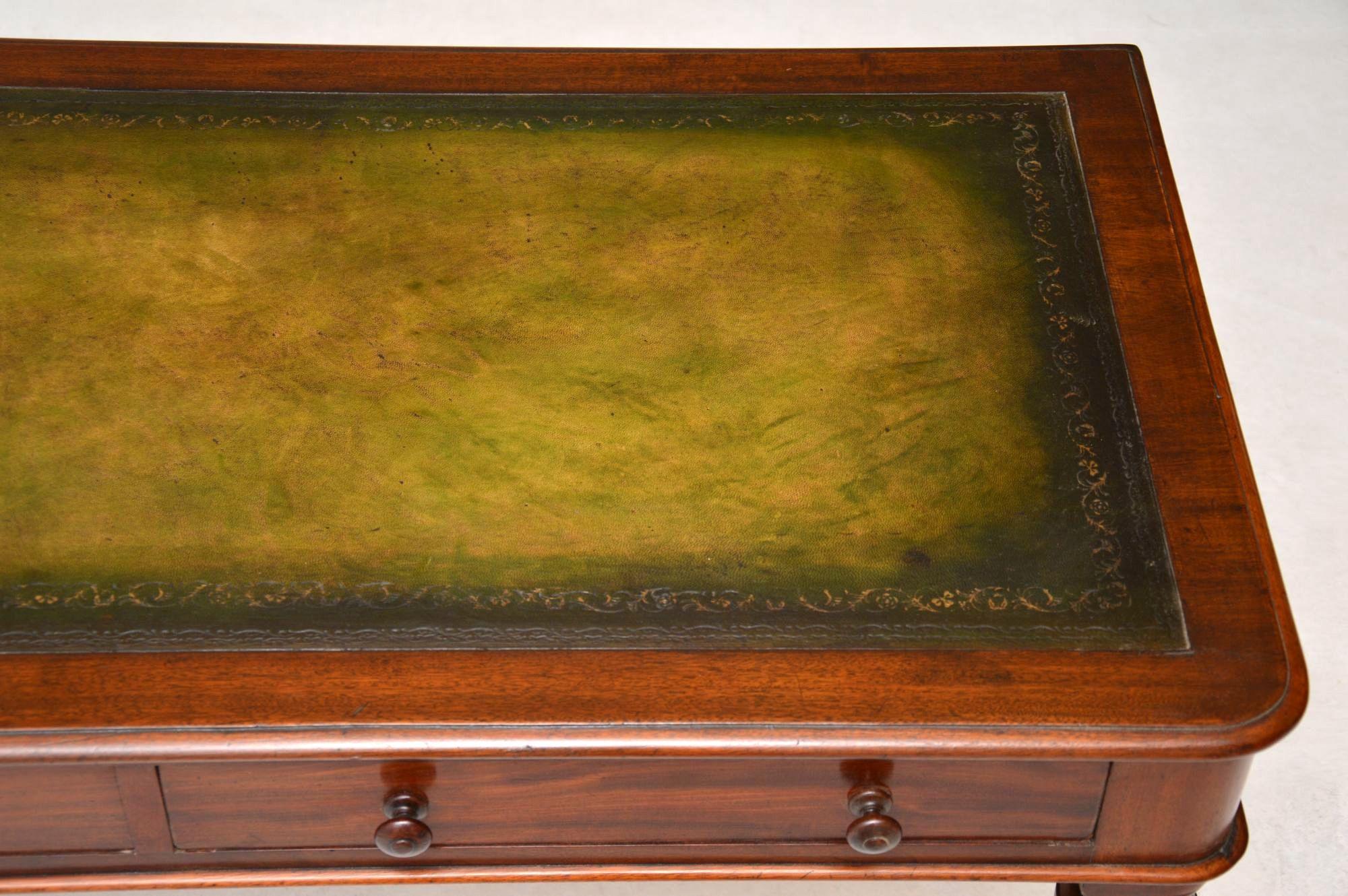 Antique Victorian Mahogany Leather Top Writing Table 3