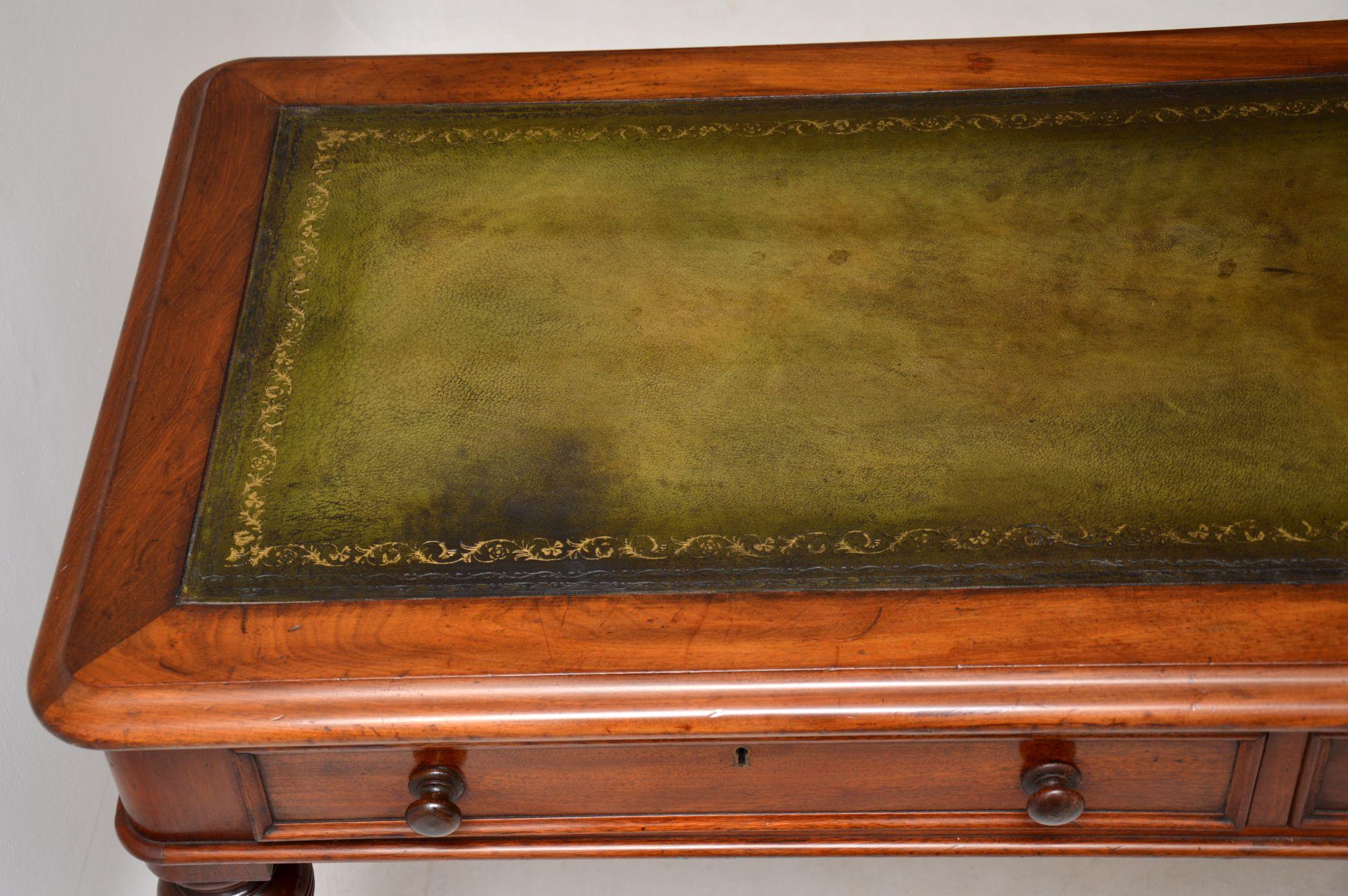 Antique Victorian Mahogany Leather Top Writing Table 3