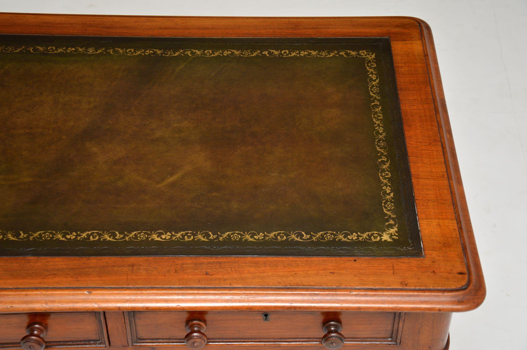 19th Century Antique Victorian Mahogany and Leather Writing Table or Desk