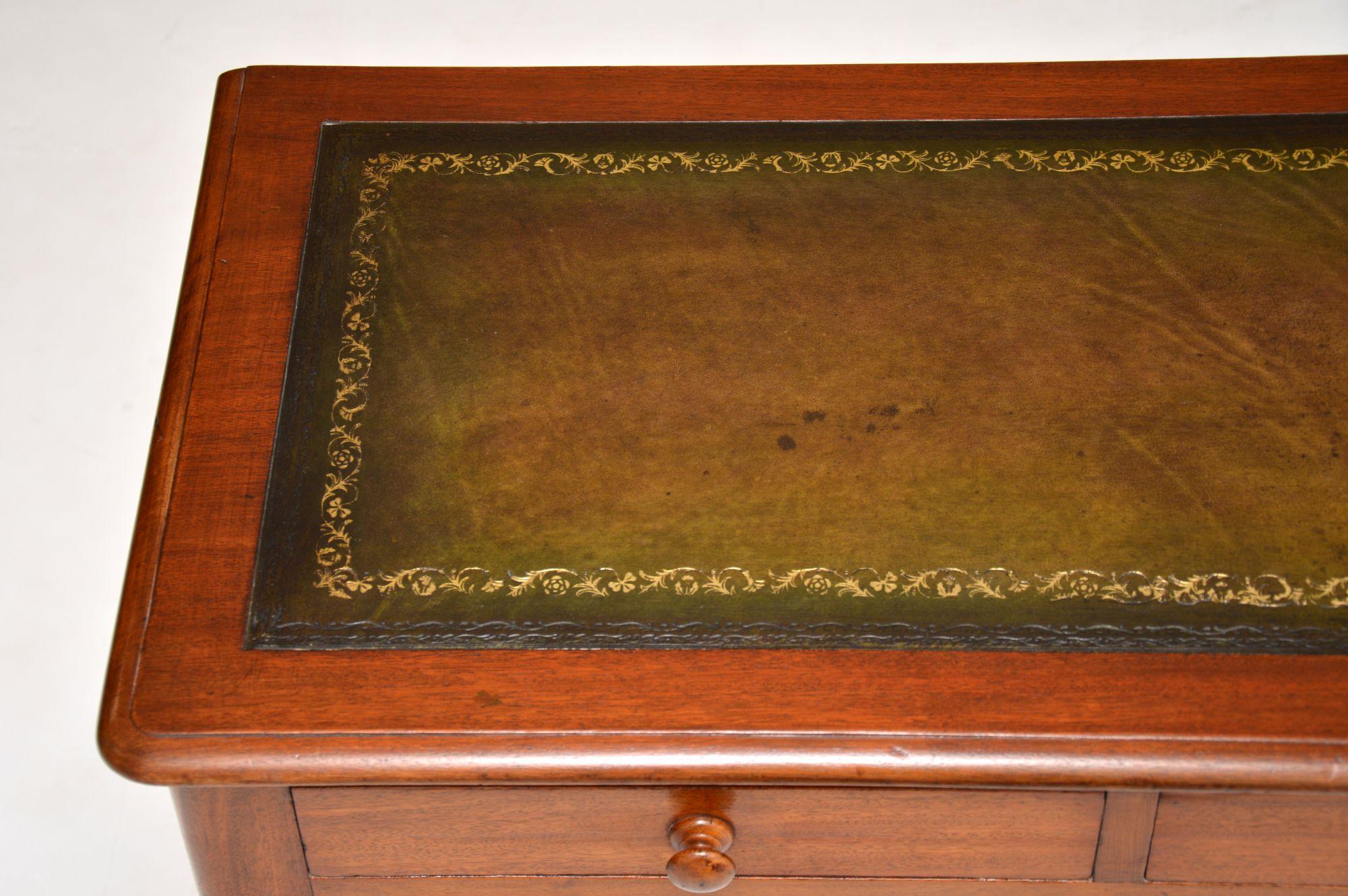 Antique Victorian Mahogany and Leather Writing Table 2