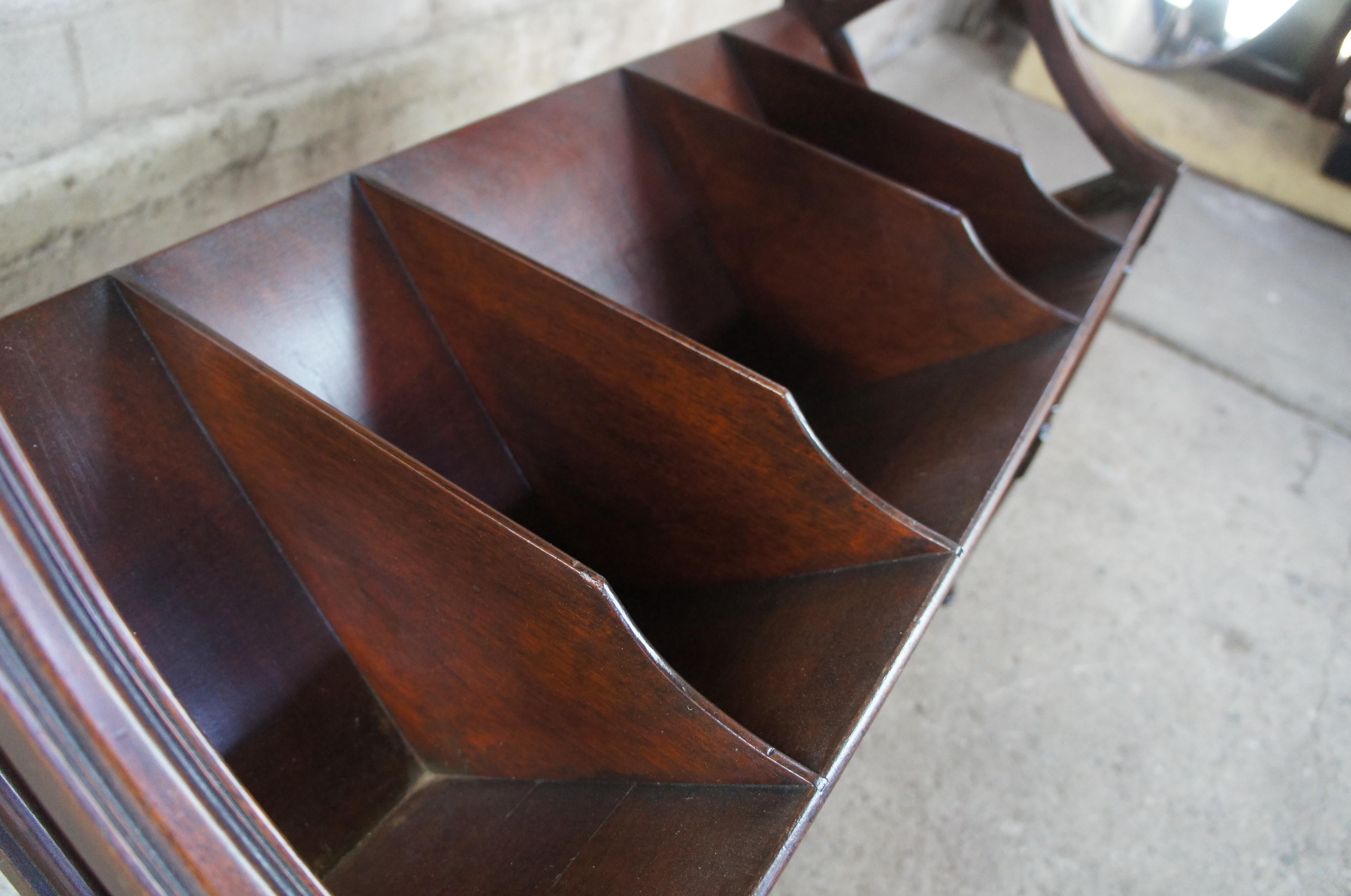 Antique Victorian Mahogany Library Book Trough English Georgian Record Stand In Good Condition In Dayton, OH