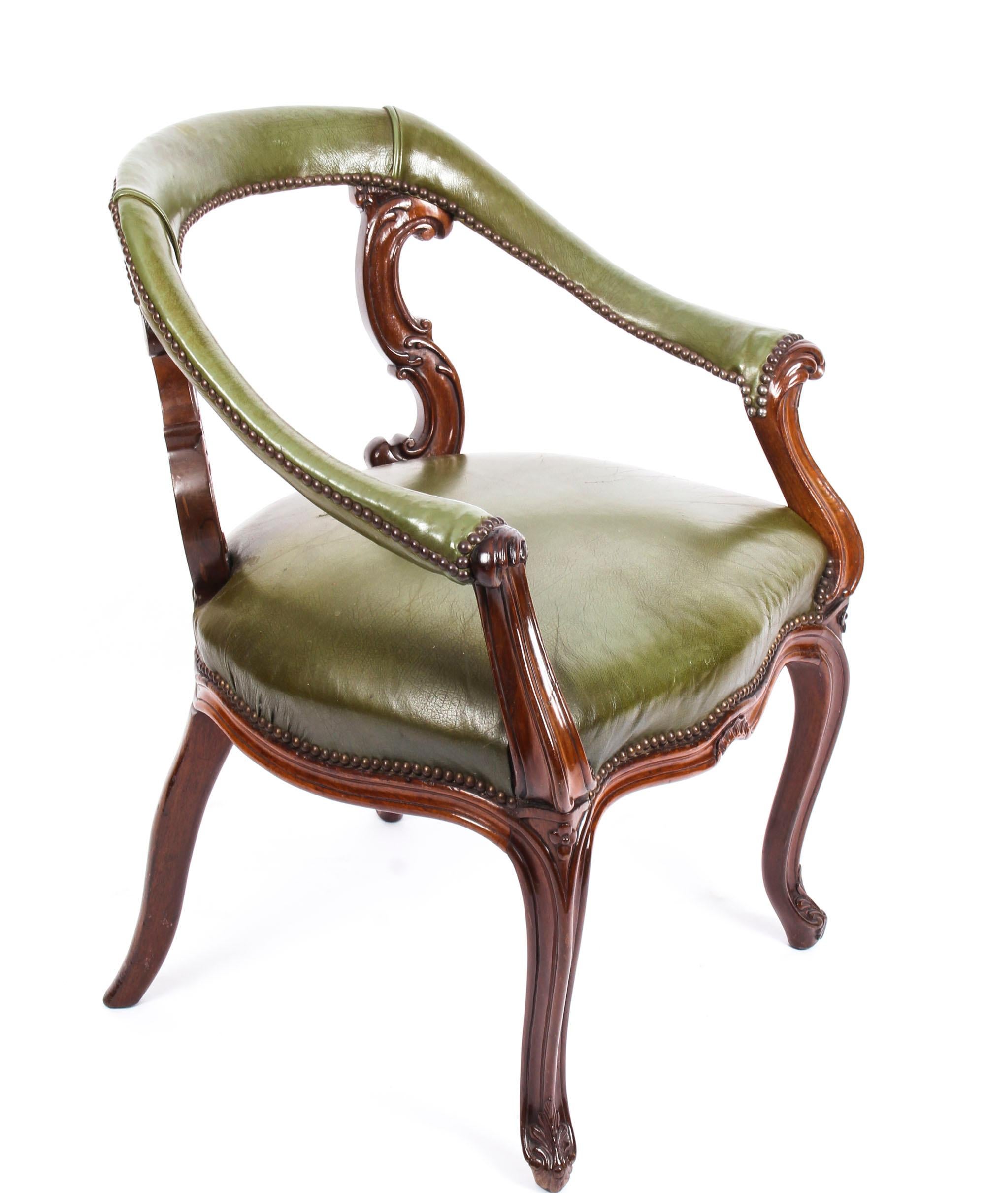 Antique Victorian Mahogany Library Chair Armchair, 19th Century 5