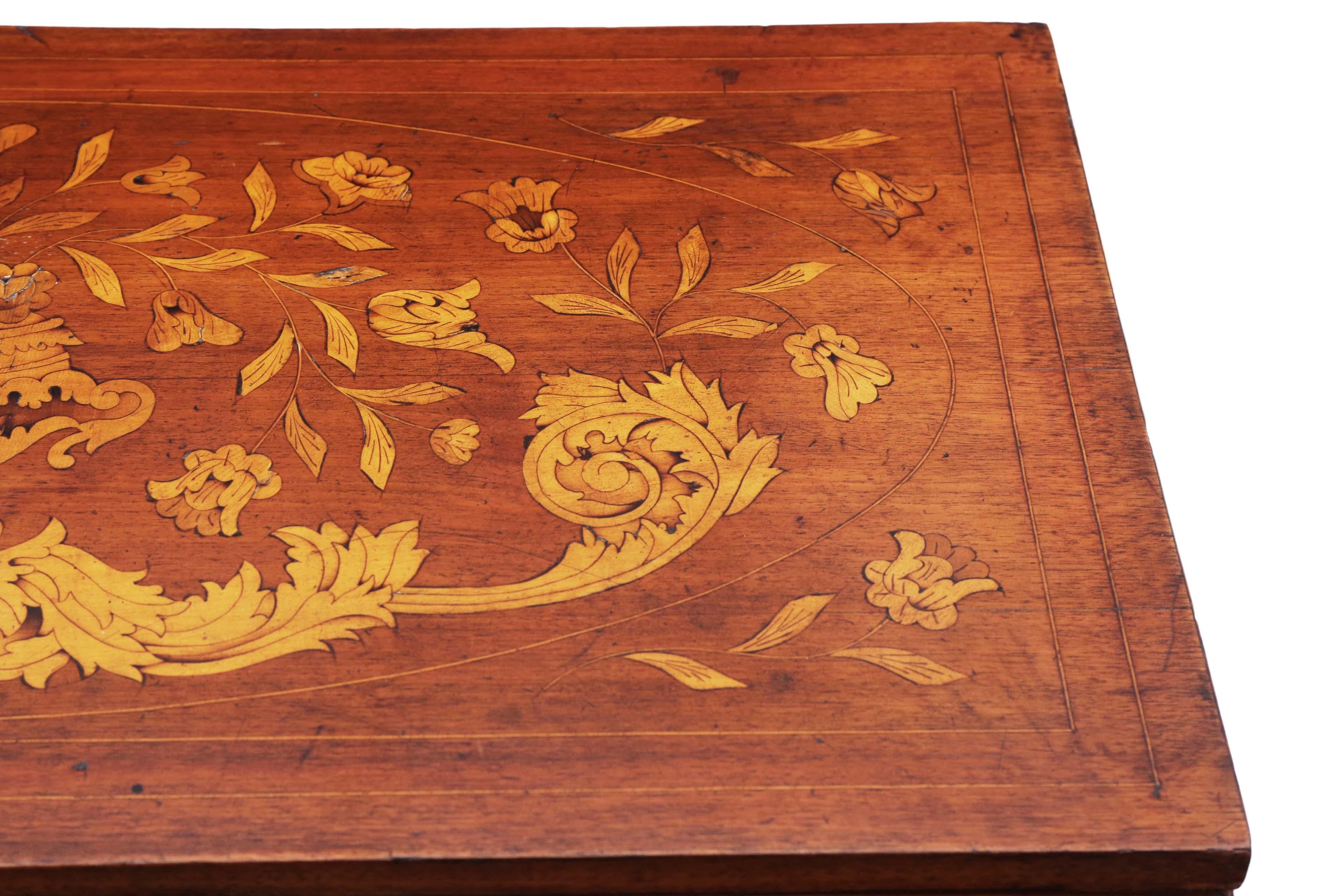 Antique Victorian Mahogany Marquetry Folding Card Console Table  In Good Condition For Sale In Wisbech, Cambridgeshire