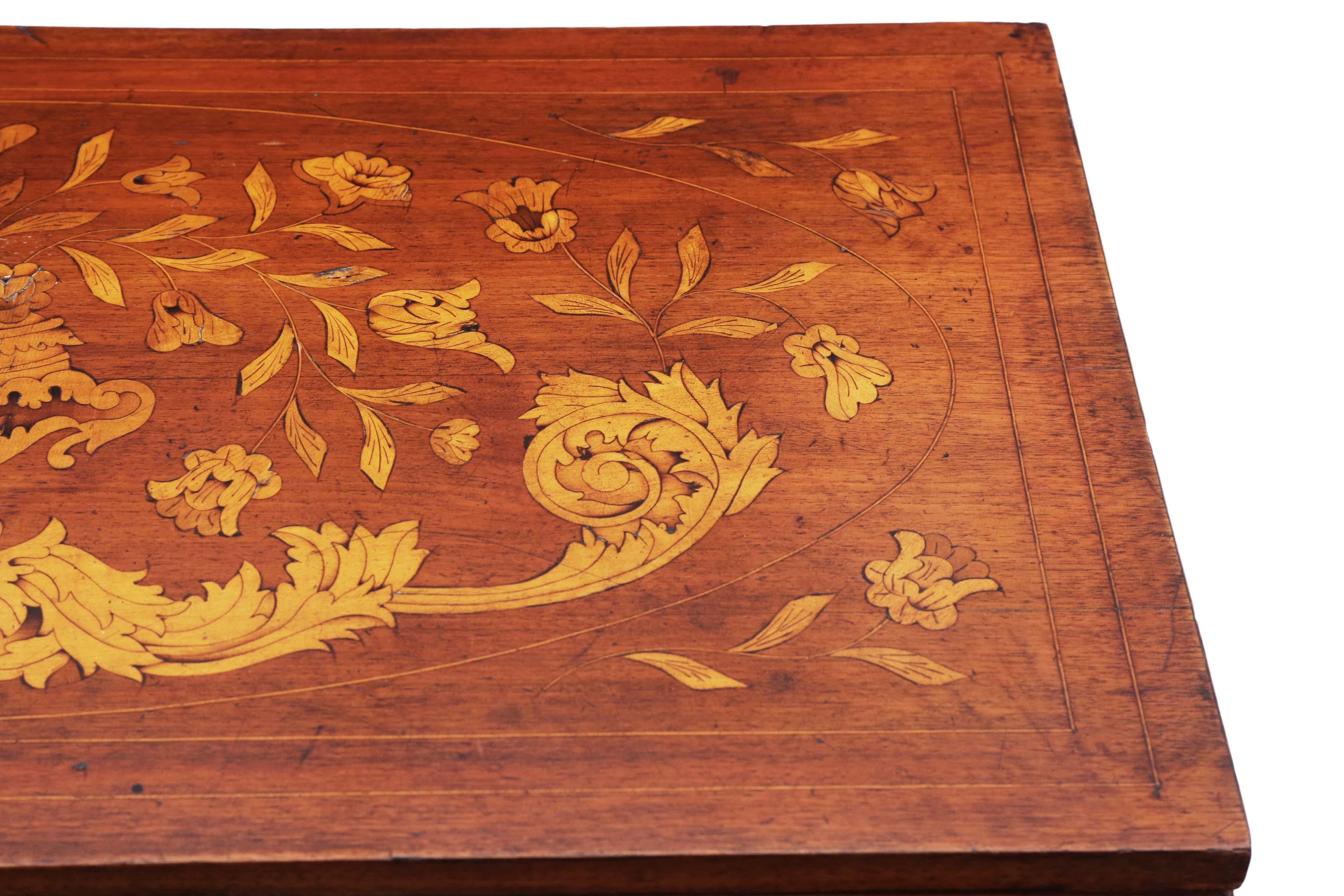Antique Victorian Mahogany Marquetry Folding Card Console Table In Good Condition For Sale In Wisbech, Cambridgeshire