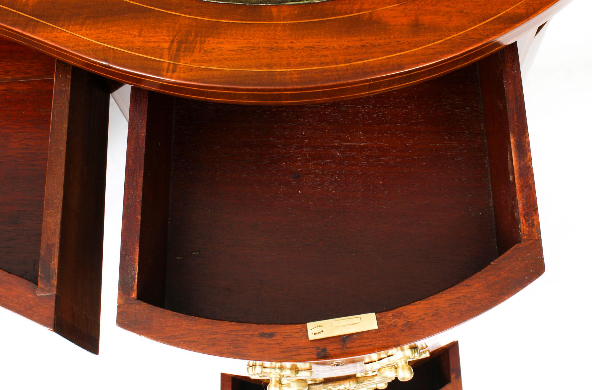 Antiker viktorianischer Mahagoni-Marketerie-Schreibtisch in Nierenform 19 7
