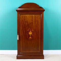 Antique Victorian mahogany & marquetry music side cabinet by Keeble, London