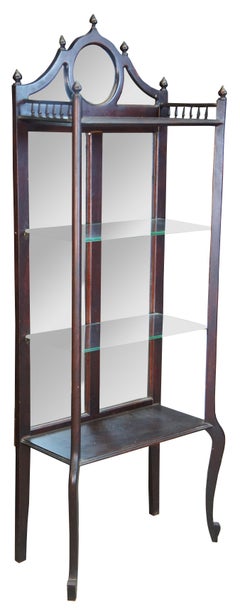 Antique Victorian Mahogany Mirrored Etagere Hall Display Stand Bookshelf