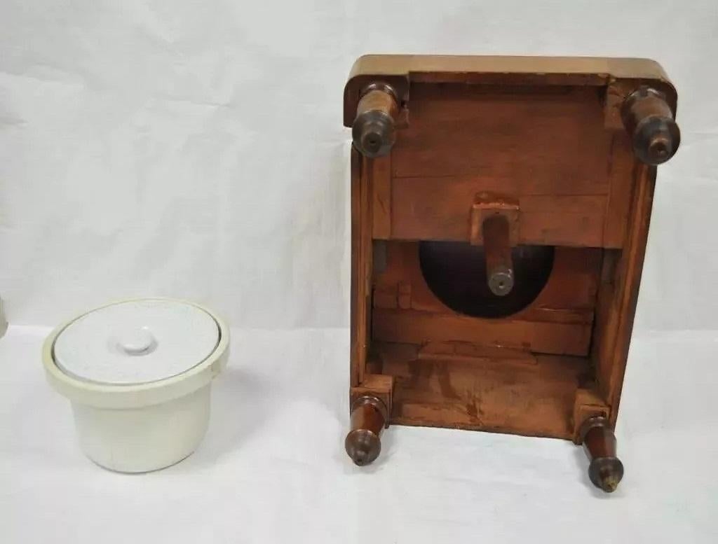 Antique Victorian Mahogany & Needlepoint Chamber Pot Commode Bedside Step Stool 6