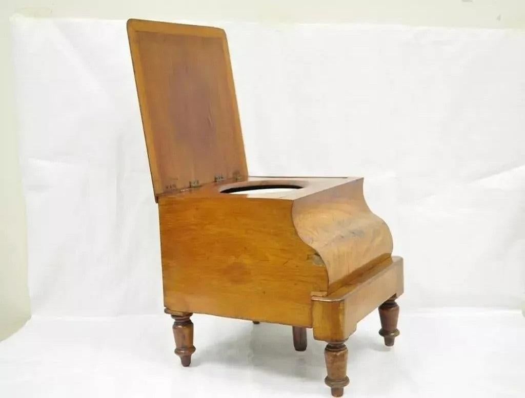Unknown Antique Victorian Mahogany & Needlepoint Chamber Pot Commode Bedside Step Stool