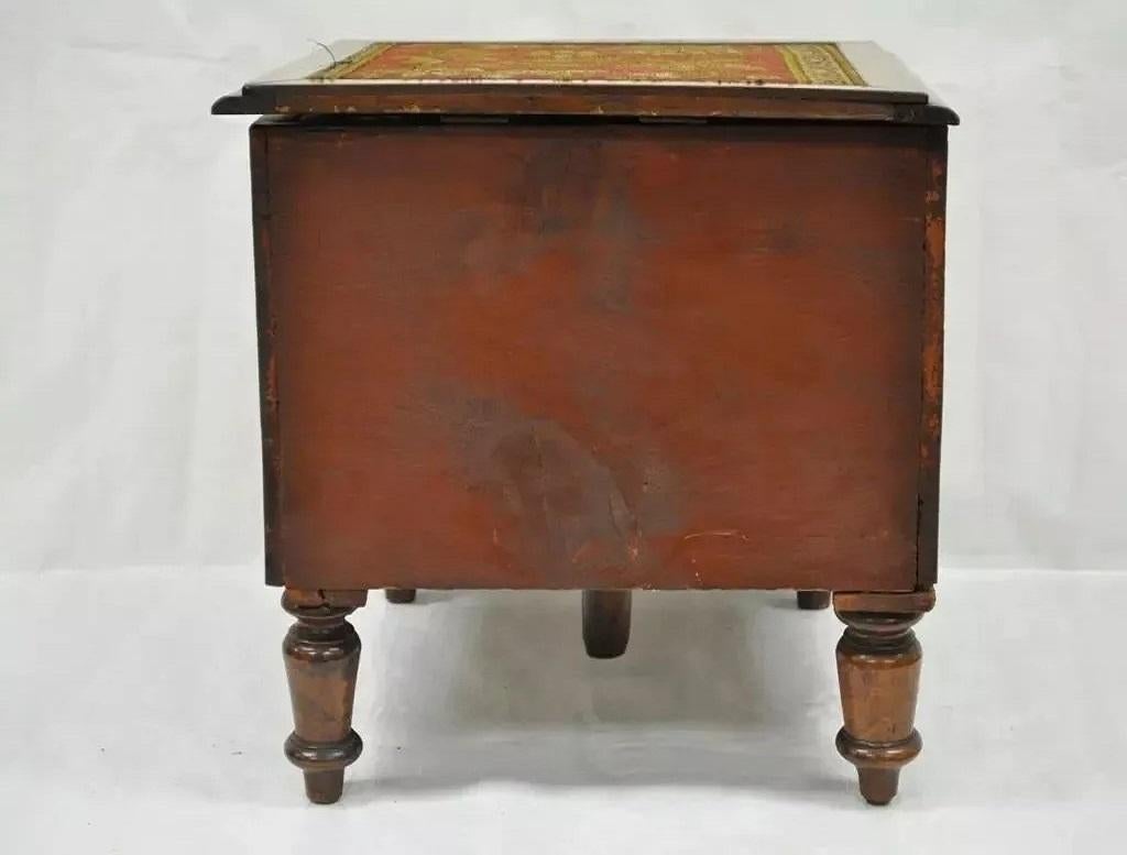 Antique Victorian Mahogany & Needlepoint Chamber Pot Commode Bedside Step Stool 1