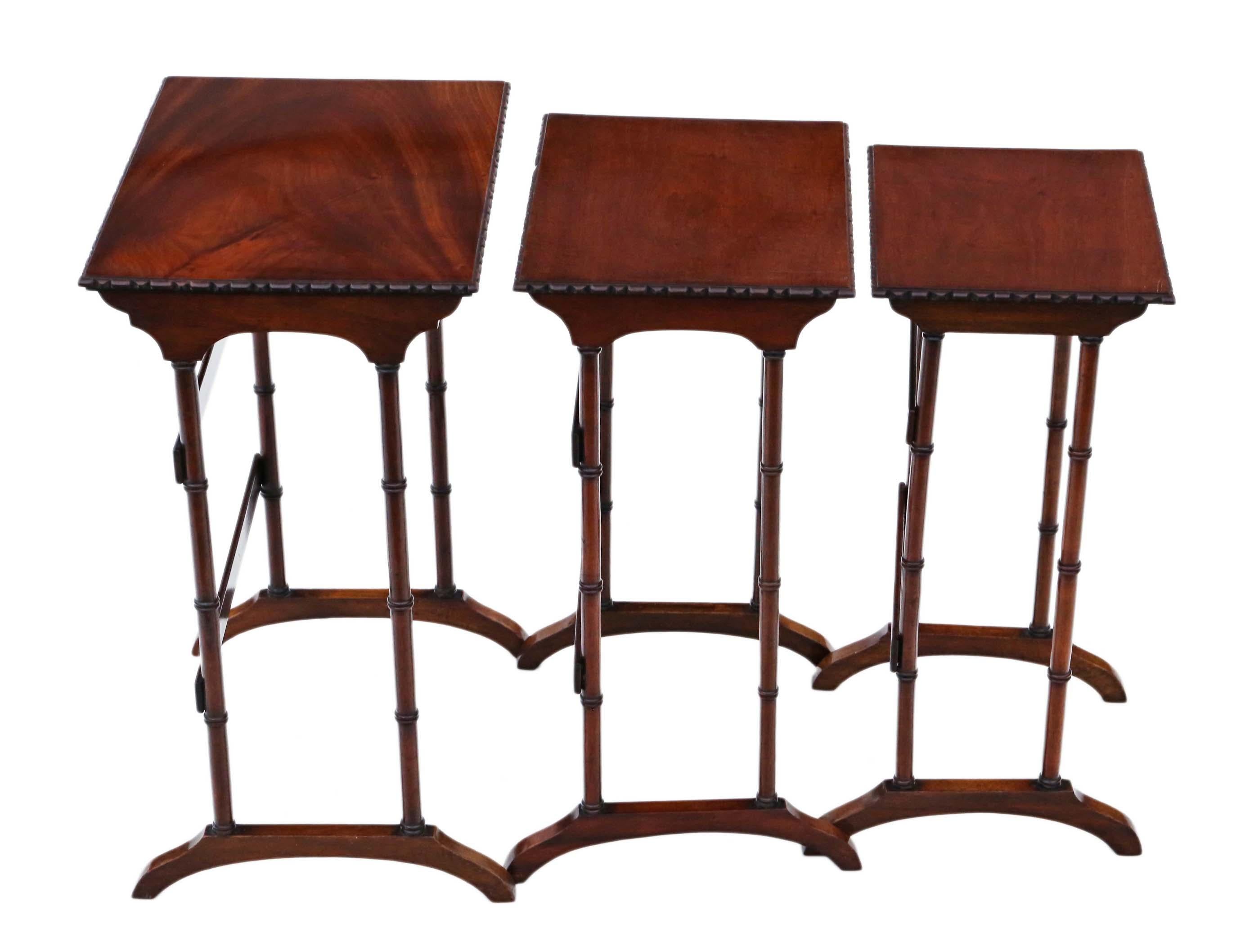 Antique Victorian Mahogany Nest of 3 Tables, C1900 1