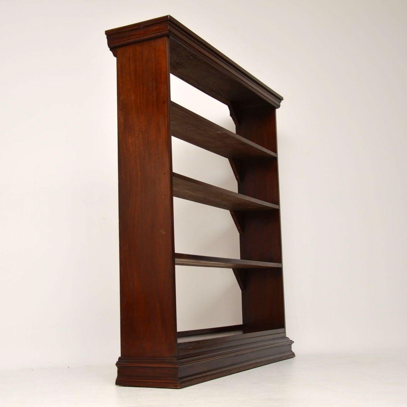 British Antique Victorian Mahogany Open Bookcase