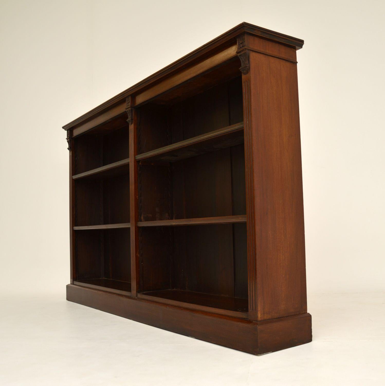 English Antique Victorian Mahogany Open Bookcase