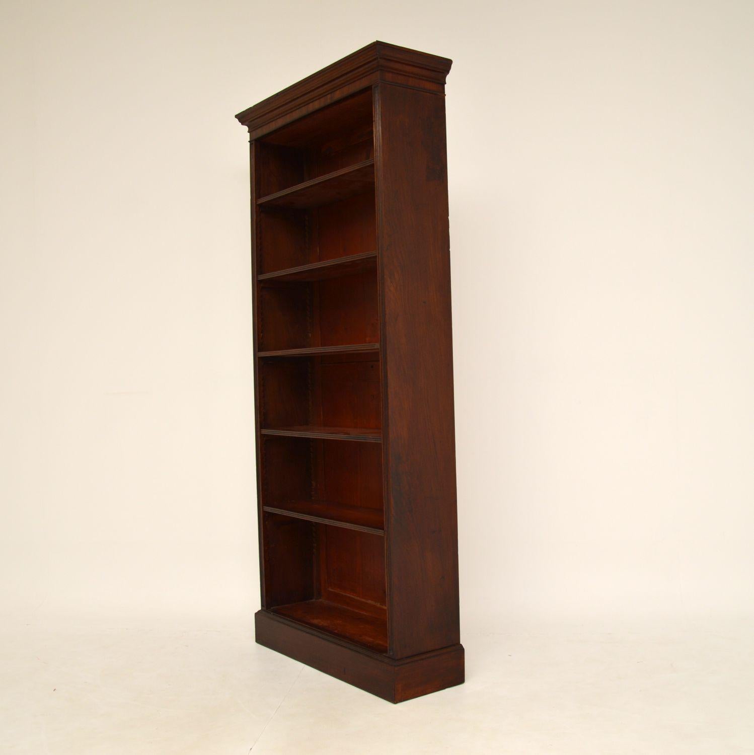 English Antique Victorian Mahogany Open Bookcase