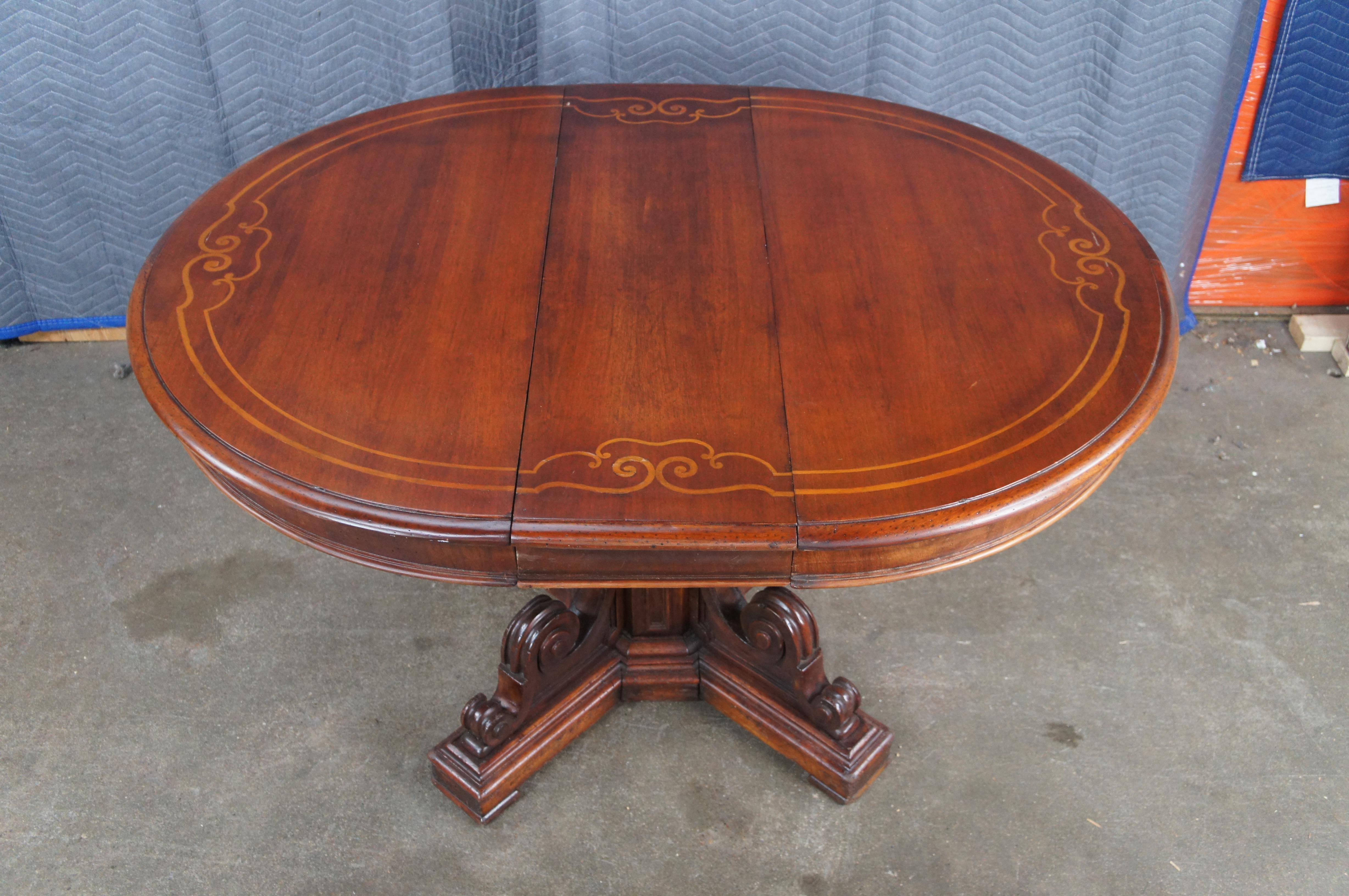 Ancienne table de salle à manger victorienne en acajou à piédestal central pour parloir et banquet 43
