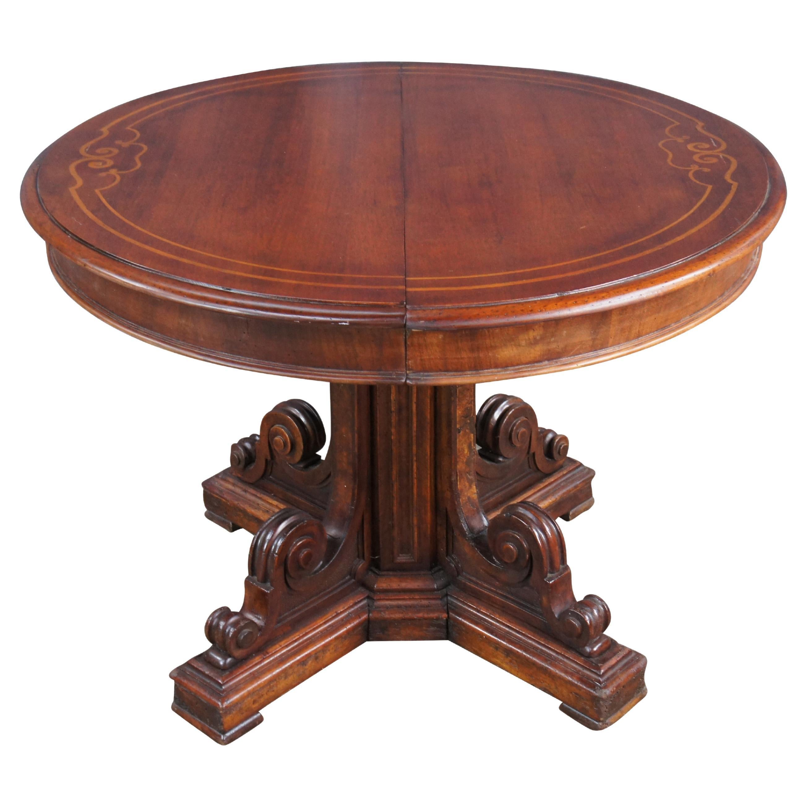 Ancienne table de salle à manger victorienne en acajou à piédestal central pour parloir et banquet 43". en vente