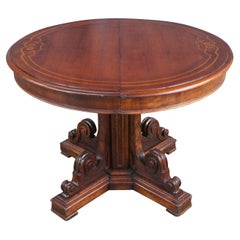 Antique Victorian Mahogany Parlor Banquet Center Pedestal Dining Table 43"