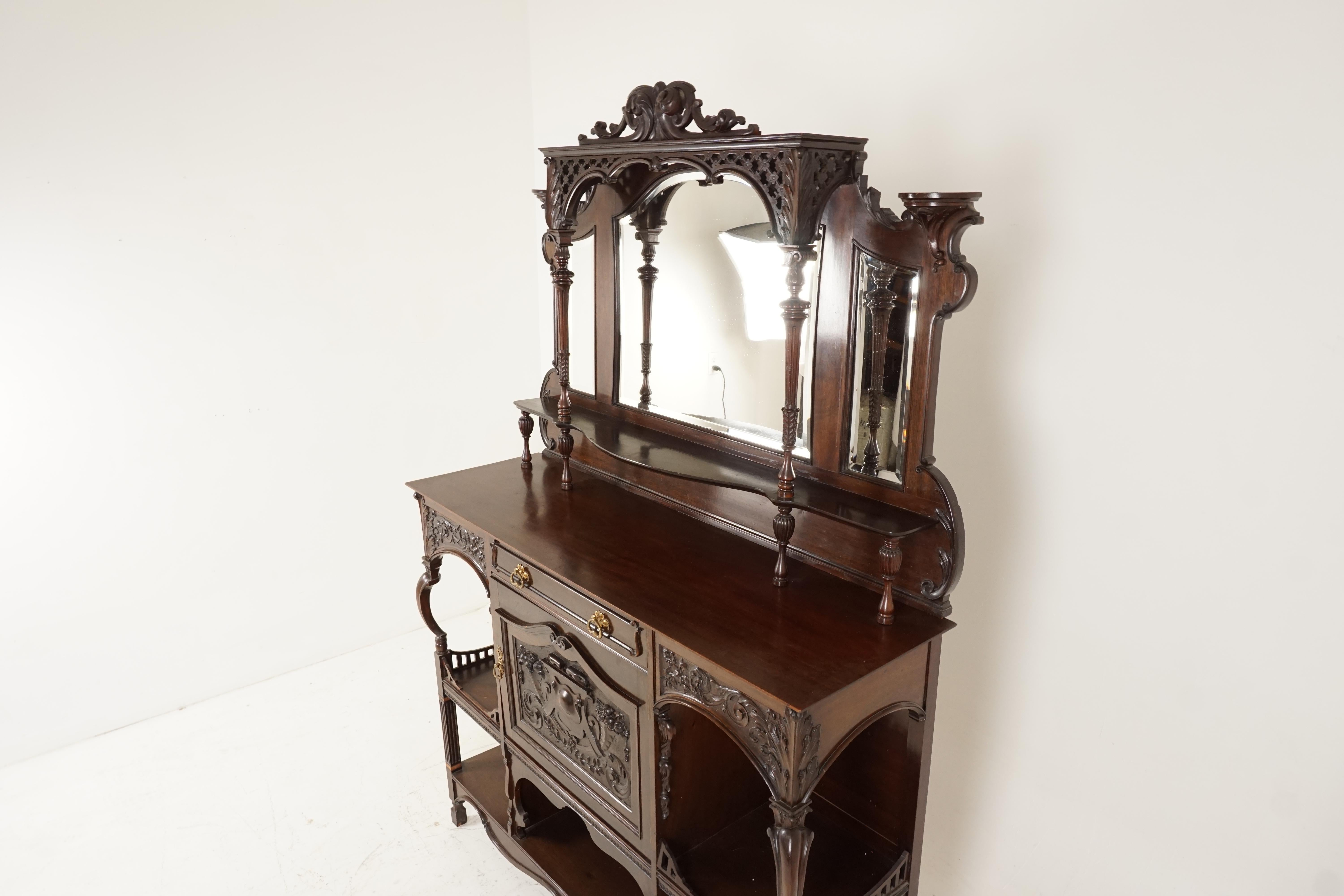 Late 19th Century Antique Victorian Walnut Parlour, Side Display Cabinet, Scotland 1880, B2261
