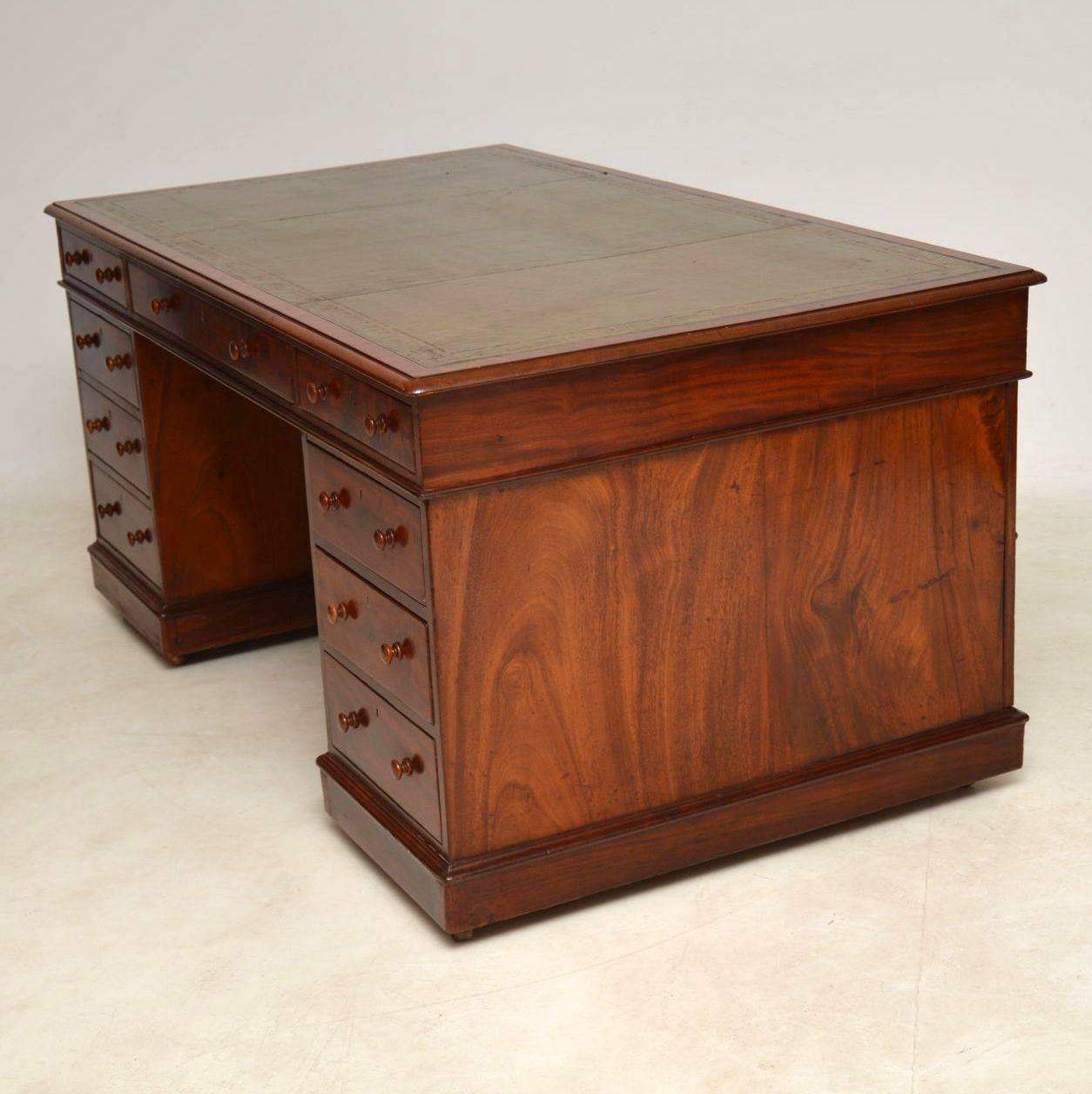 Mid-19th Century Antique Victorian Mahogany Partners Desk