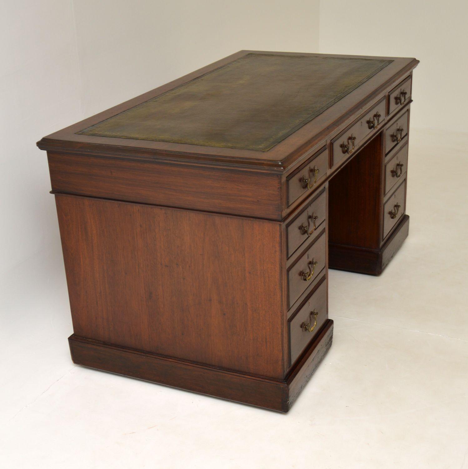 Antique Victorian Mahogany Pedestal Desk 4