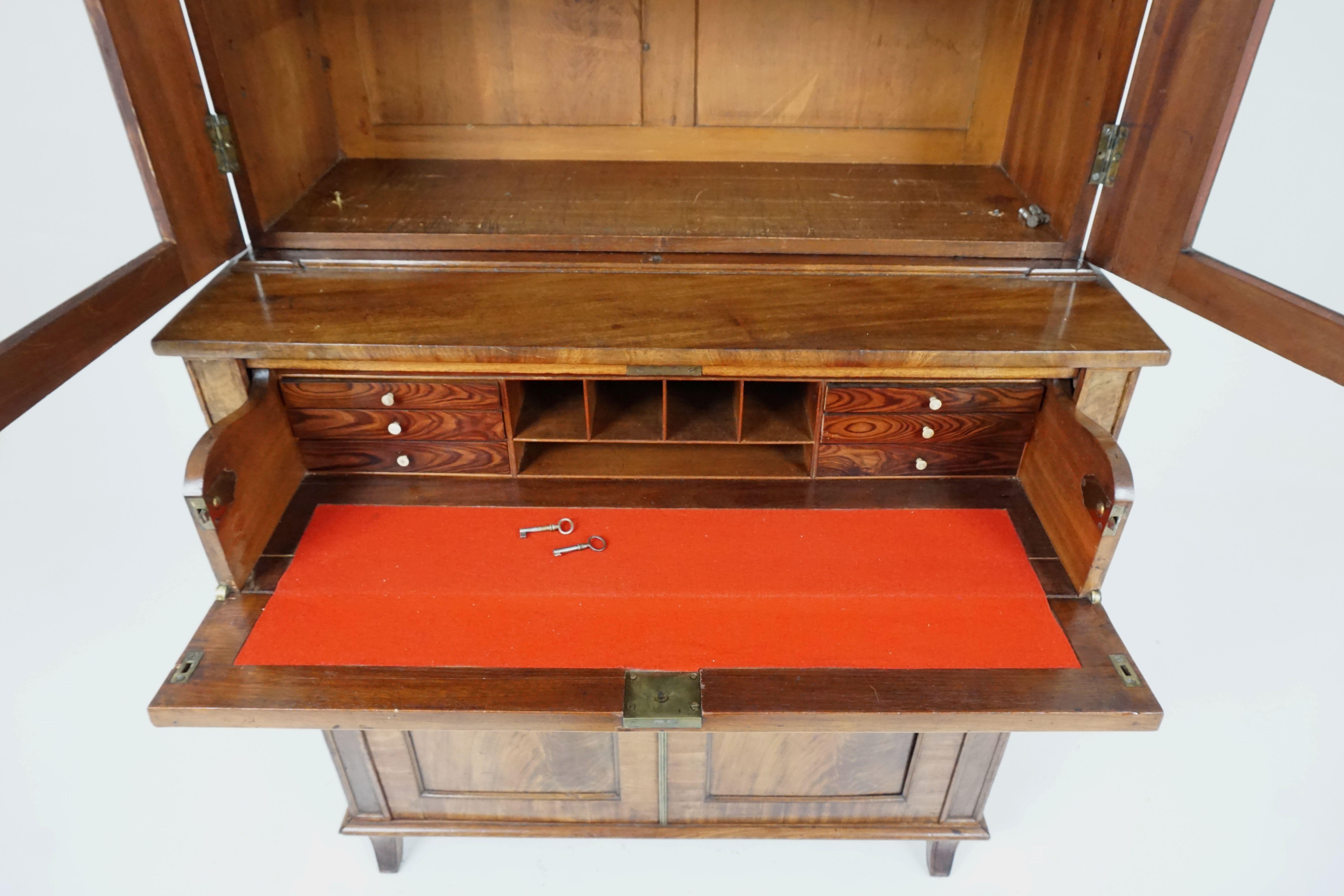 Scottish Antique Victorian Walnut Secrétaire Bookcase, Scotland 1870, B1953