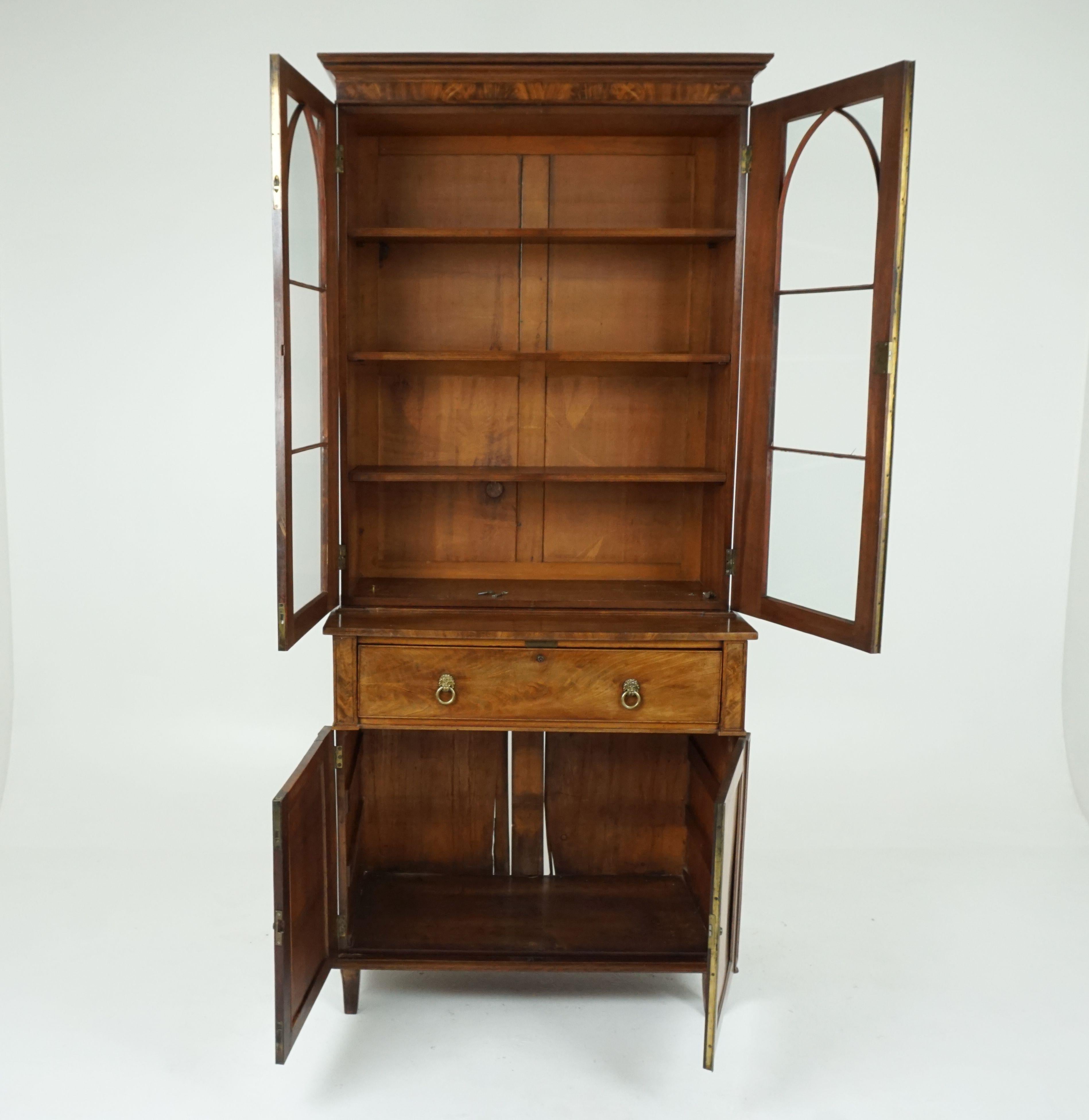 Late 19th Century Antique Victorian Walnut Secrétaire Bookcase, Scotland 1870, B1953