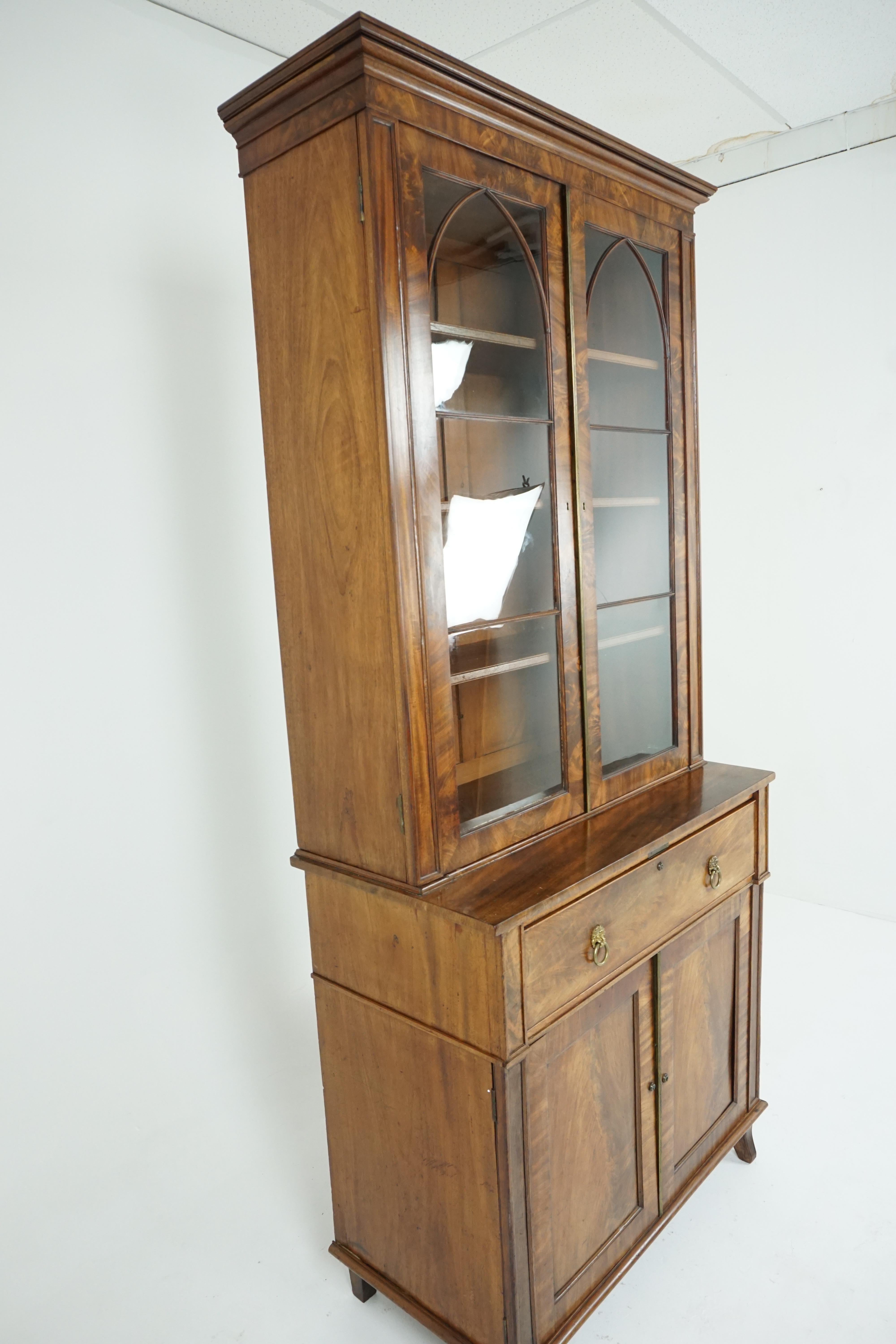 Antique Victorian Walnut Secrétaire Bookcase, Scotland 1870, B1953 2