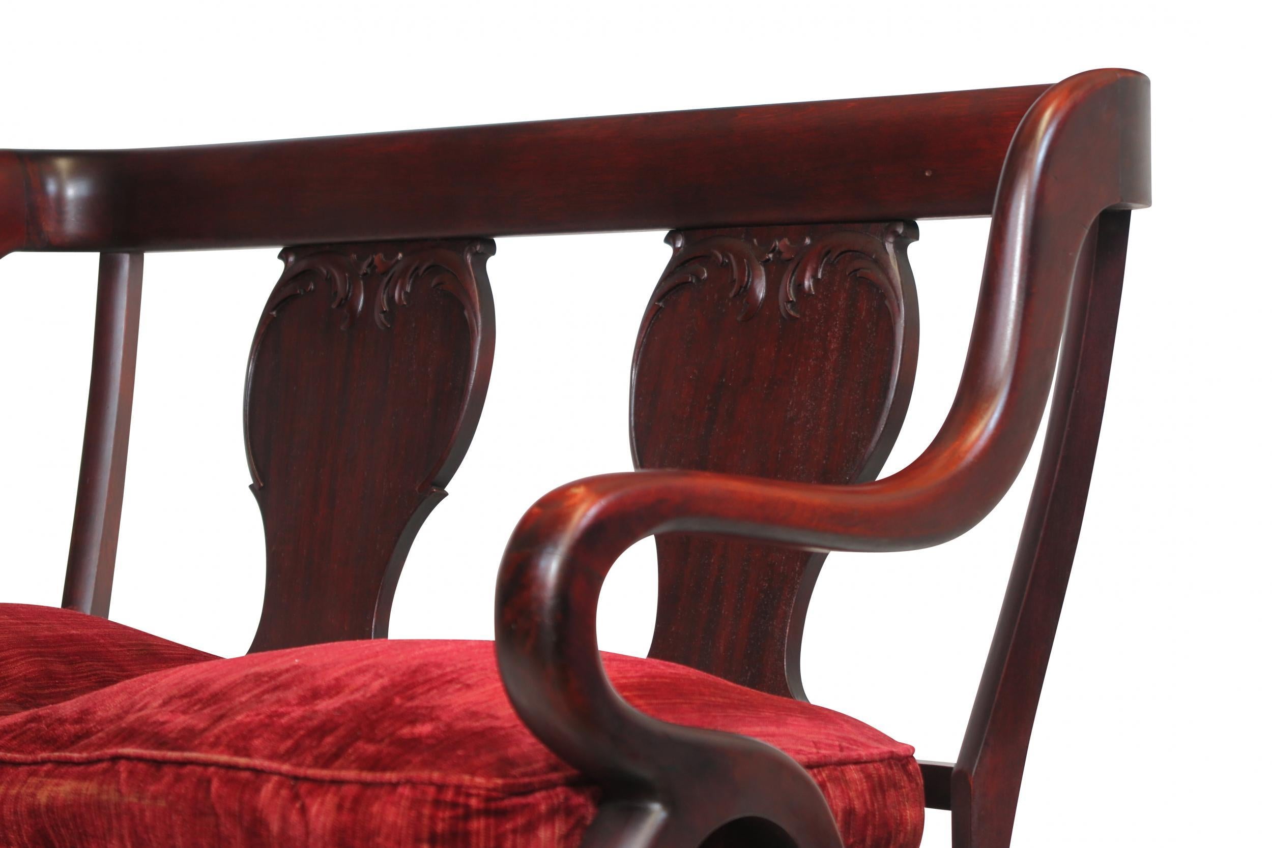 Stained Antique Victorian Mahogany Settee