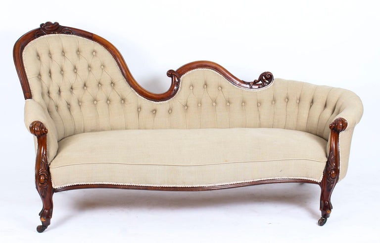 Antique Victorian Mahogany Sofa Chaise Longue Settee 19th Century For Sale At 1stdibs