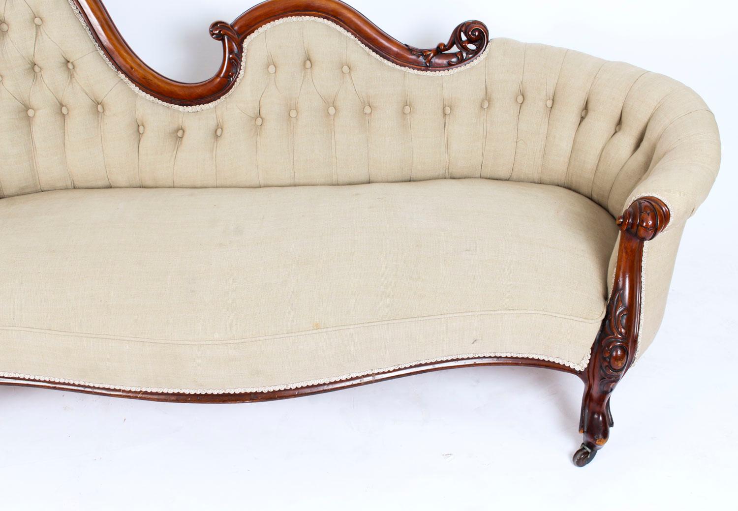 Antique Victorian Mahogany Sofa Chaise Longue Settee, 19th Century In Good Condition In London, GB