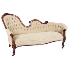 Antique Victorian Mahogany Sofa Chaise Longue Settee, 19th Century