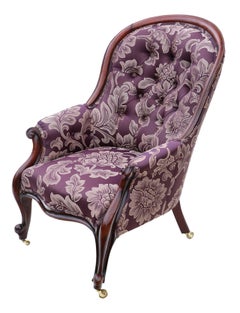 Antique Victorian Mahogany Spoon Back Slipper Armchair