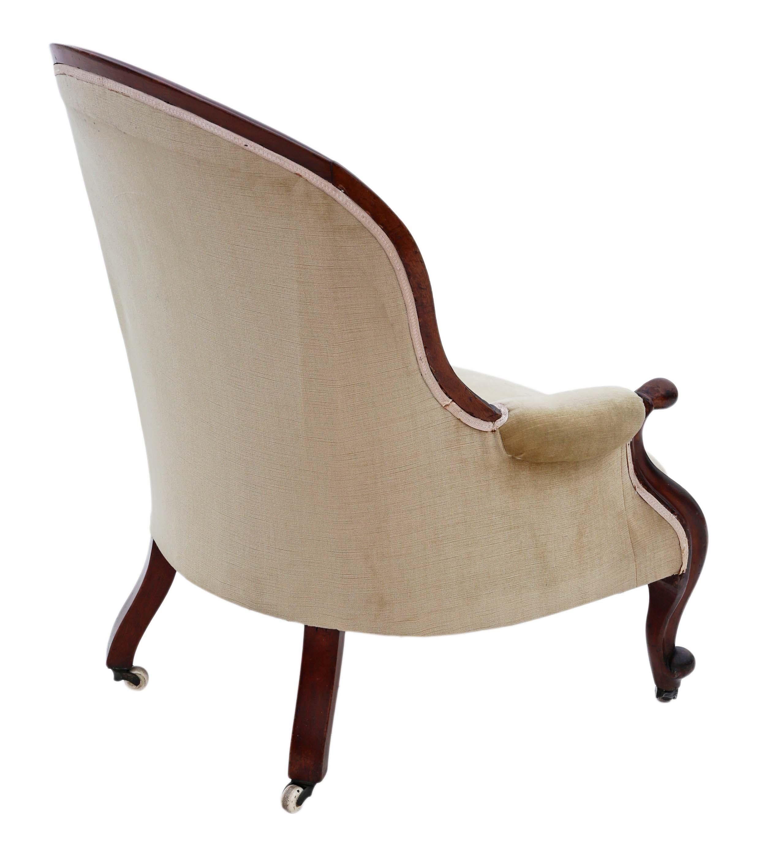 Antiker viktorianischer Mahagoni-Sessel mit Löffelrückenlehne (Viktorianisch) im Angebot