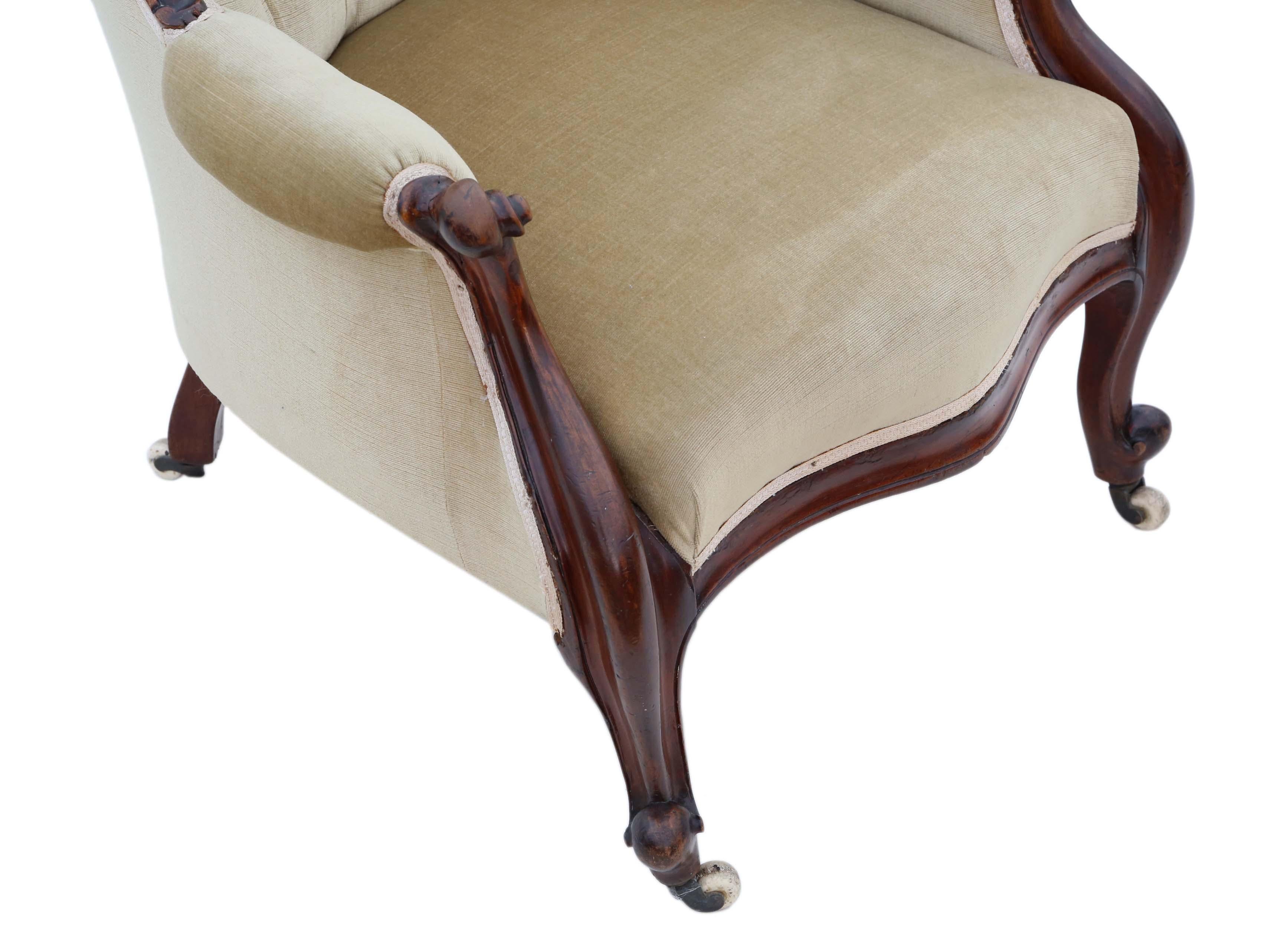 Antiker viktorianischer Mahagoni-Sessel mit Löffelrückenlehne (Holz) im Angebot