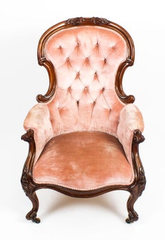 Antique Victorian Mahogany Spoon Backed Armchair 19th Century