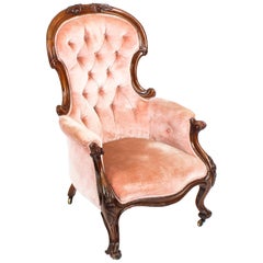 Antique Victorian Mahogany Spoon Backed Armchair 19th Century