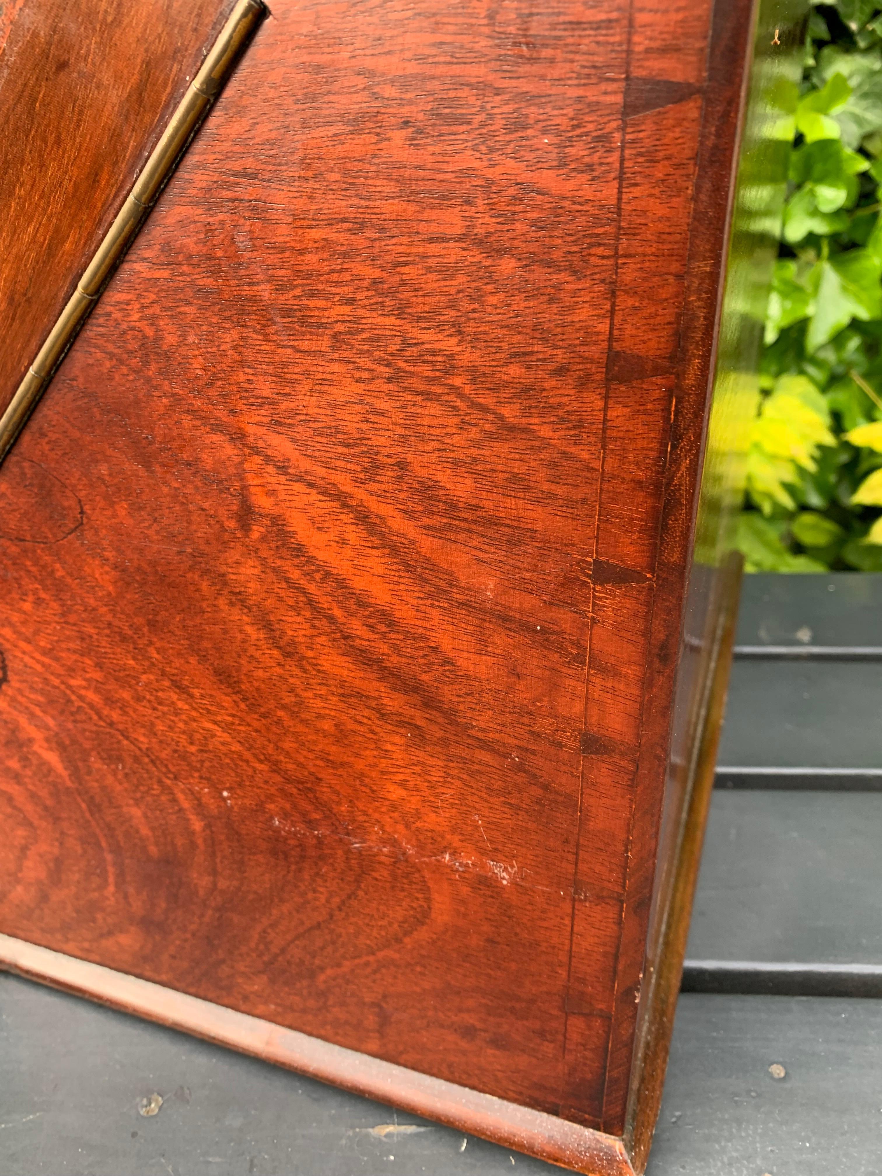 19th Century Antique Victorian Mahogany Stationary Box w. Perpetual Calendar, Bramah Improved For Sale