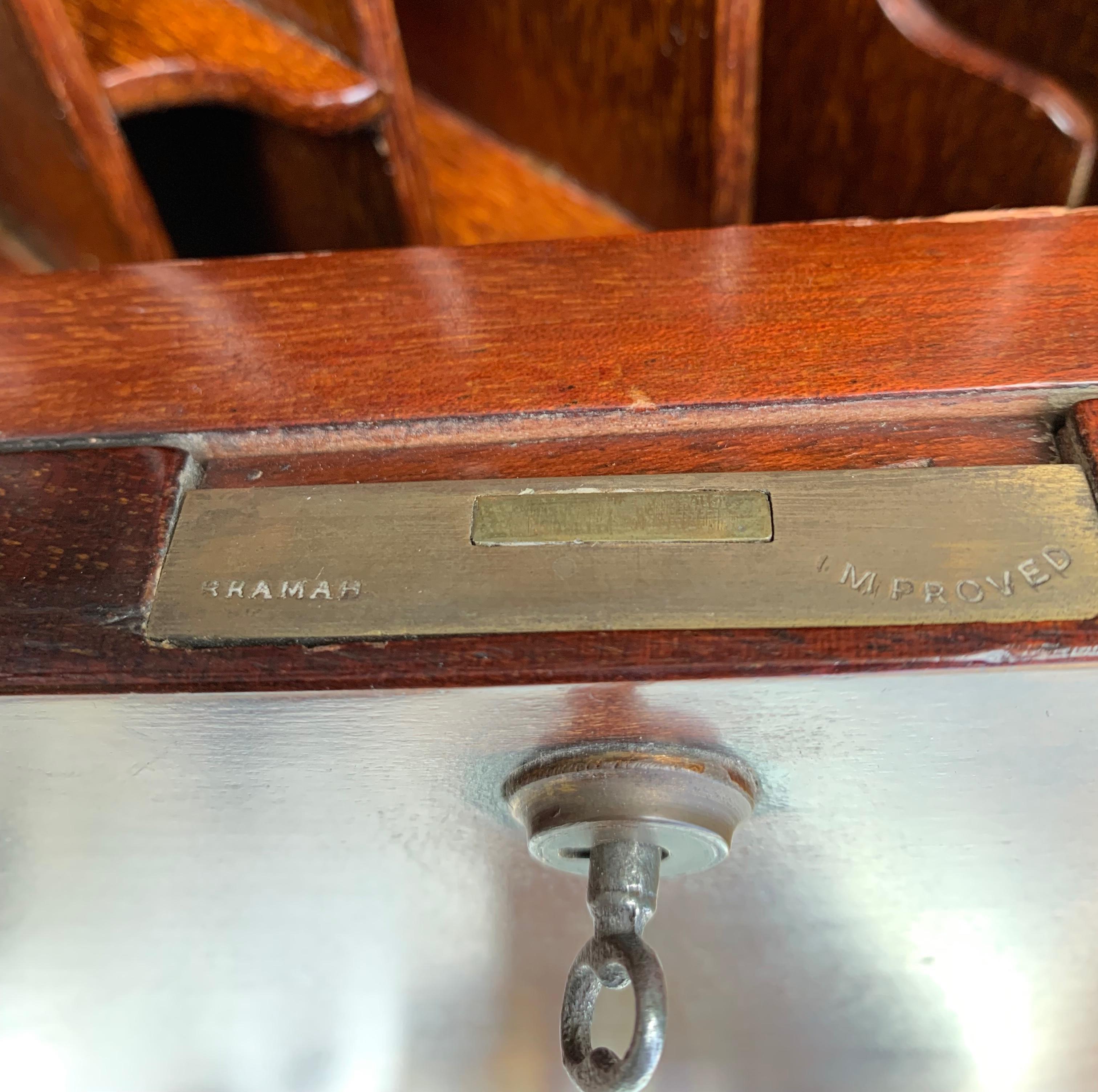 Antique Victorian Mahogany Stationary Box w. Perpetual Calendar, Bramah Improved For Sale 1