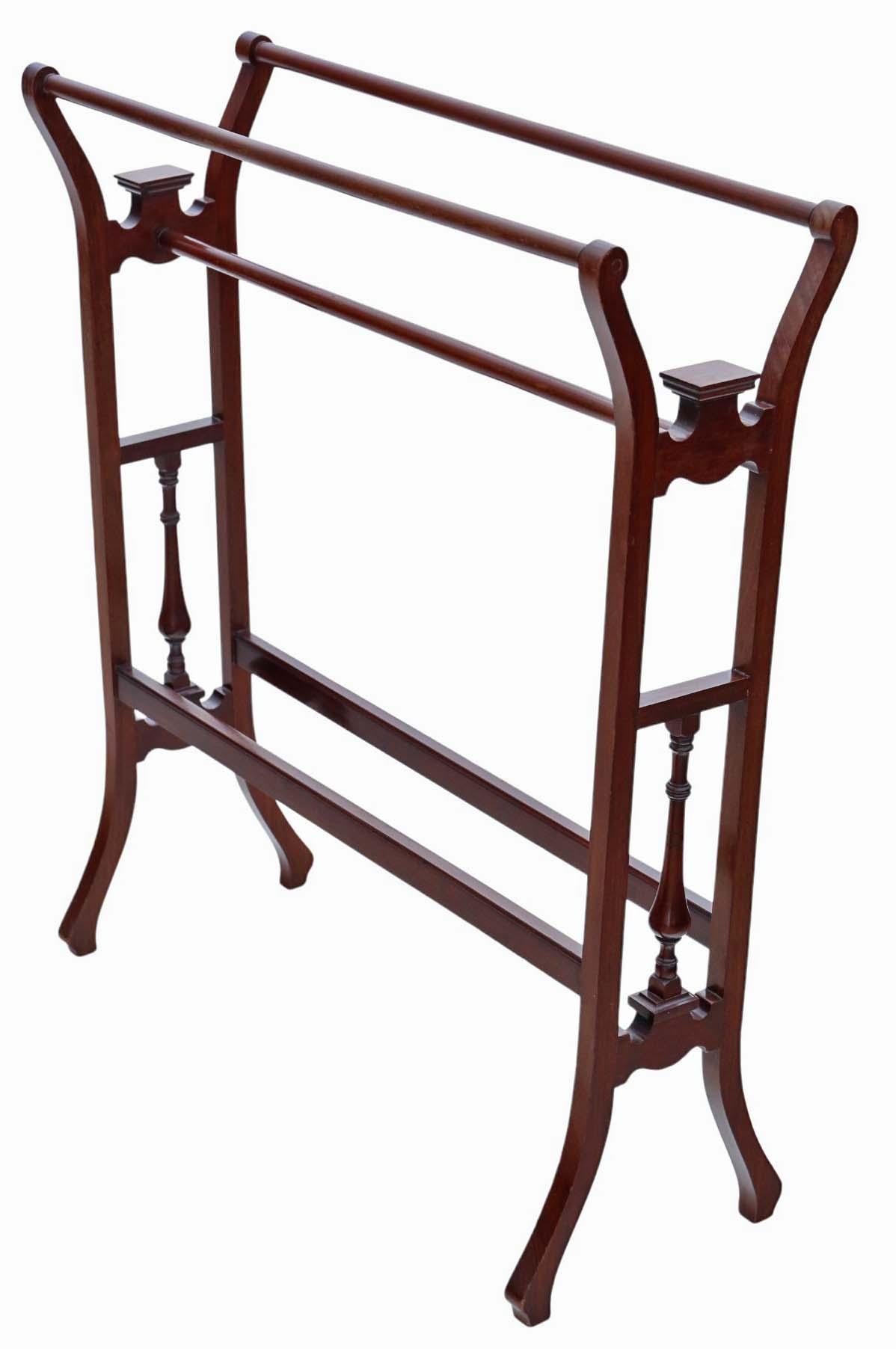 Antique Victorian Mahogany Towel Rail Stand - Quality Art Nouveau from circa 1900.

Solid construction with no loose joints or woodworm, promising longevity and stability.

This piece adds a touch of elegance to any space it occupies.

Overall