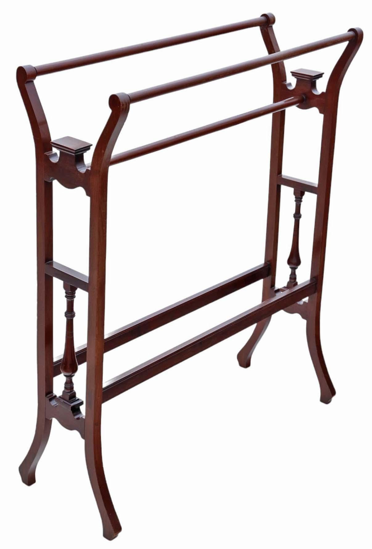 Antique Victorian mahogany Towel Rail Stand - Quality Art Nouveau C1900 In Good Condition For Sale In Wisbech, Cambridgeshire