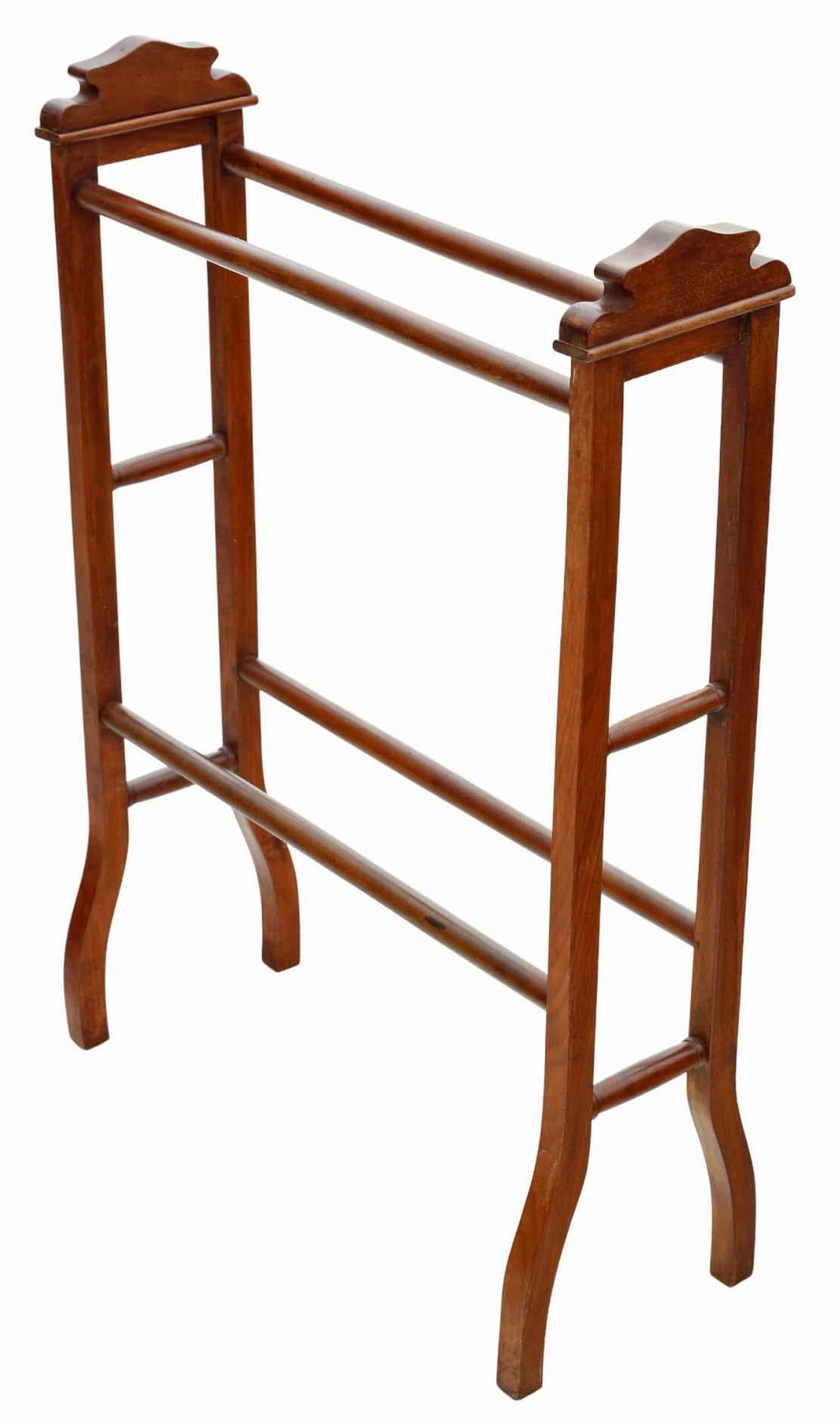 Antique Victorian mahogany Towel Rail Stand - Quality Art Nouveau C1900 In Good Condition For Sale In Wisbech, Cambridgeshire