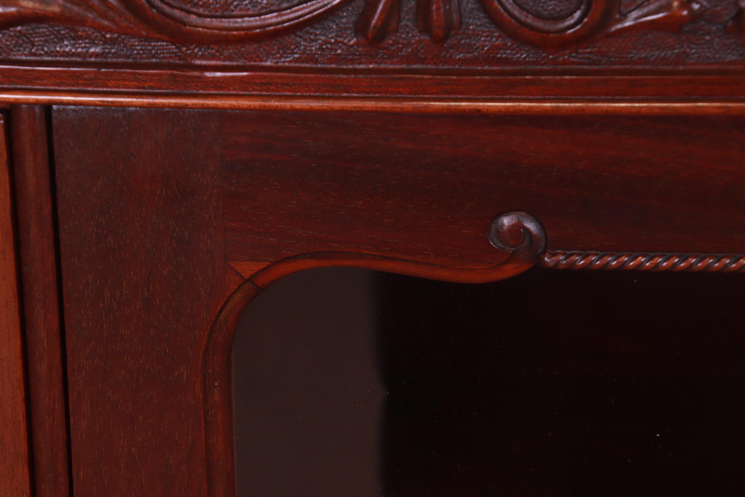 Antique Victorian Mahogany Triple Bookcase with Old Man of the North Carving 3