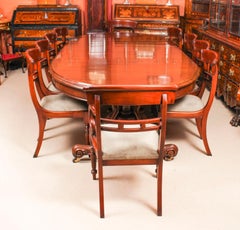 Antique Victorian Mahogany Twin Base Dining Table 19th Century & 10 chairs