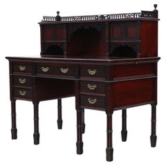 Antique Victorian Mahogany Twin Pedestal Desk by Edwards & Roberts Fine Quality