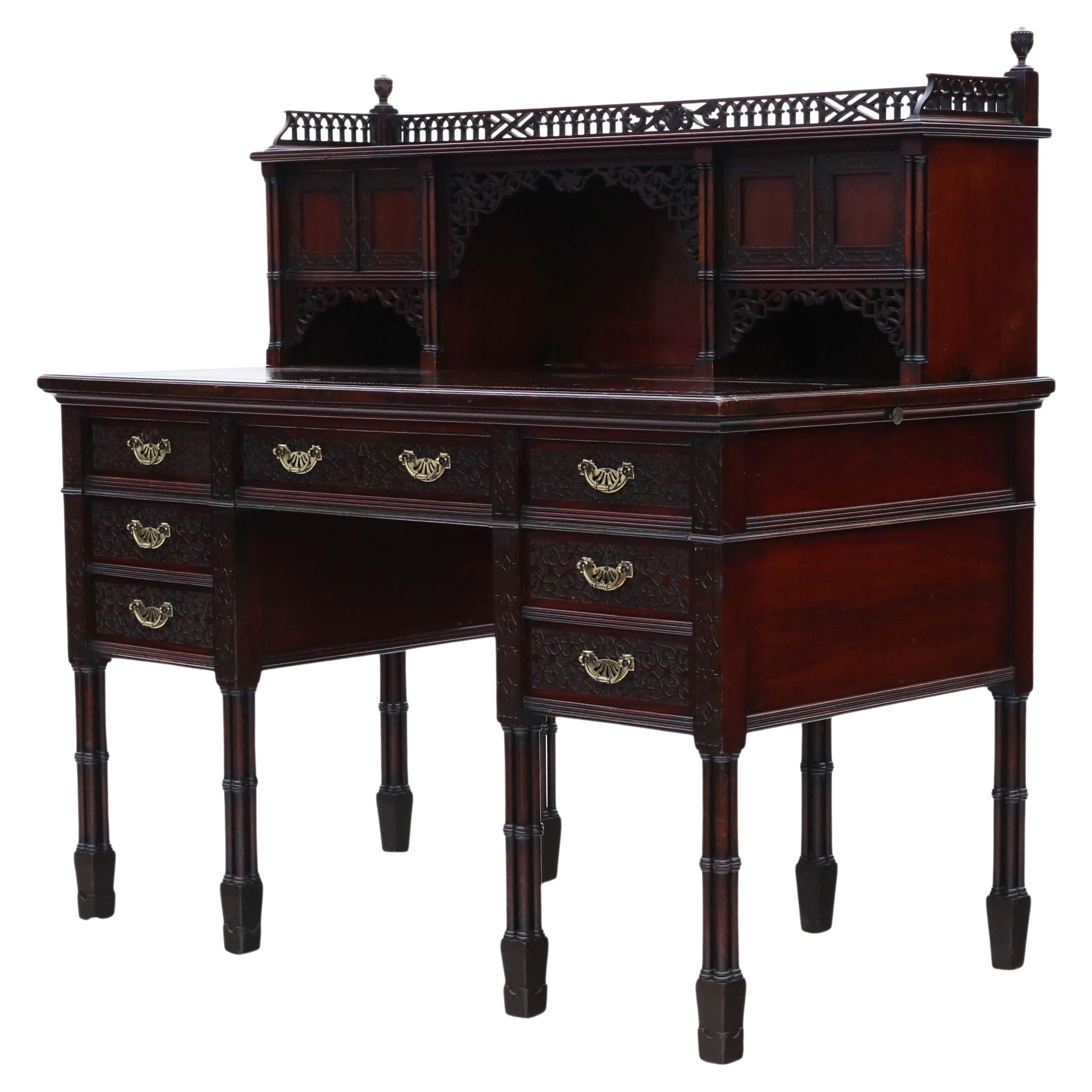 Antique Victorian Mahogany Twin Pedestal Desk by Edwards 
Roberts - Quality